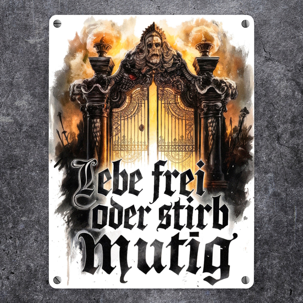 Lebe frei oder stirb mutig Metallschild in 15x20 cm - Valhalla