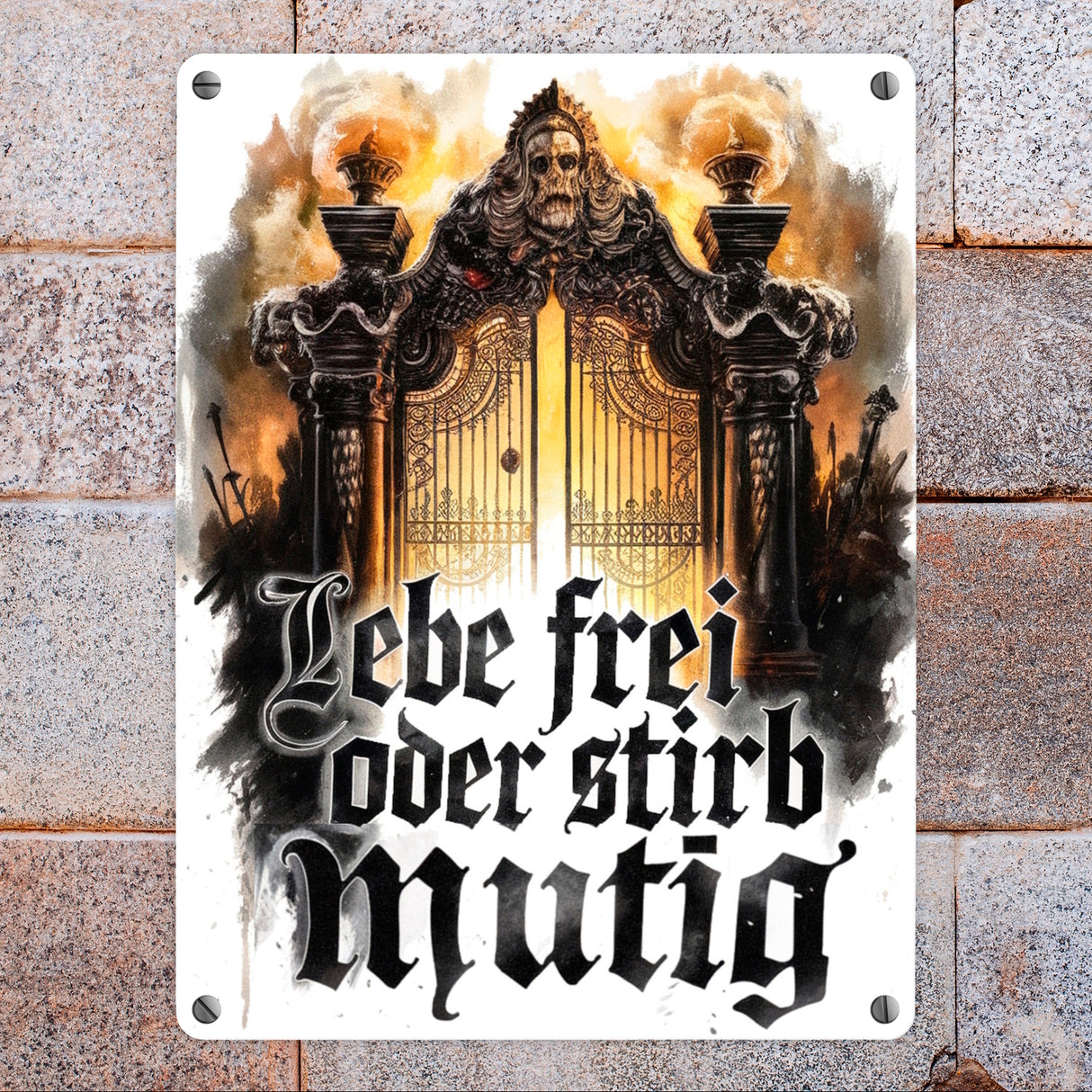 Lebe frei oder stirb mutig Metallschild in 15x20 cm - Valhalla