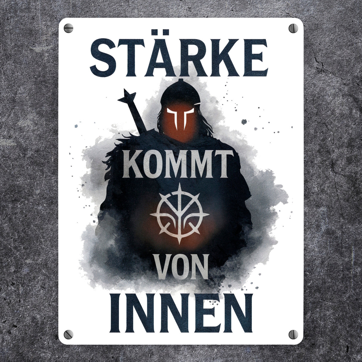 Starker Krieger - Stärke kommt von innen Metallschild in 15x20 cm