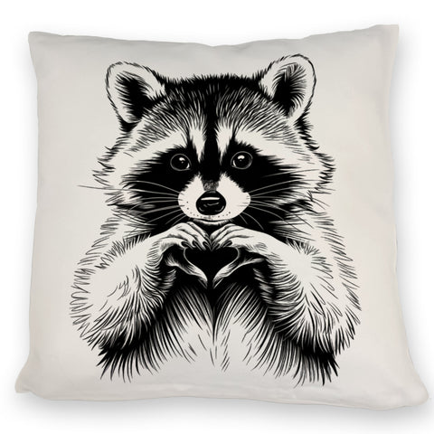 Waschbär zeigt Herz Kissen für Tierliebhaber
