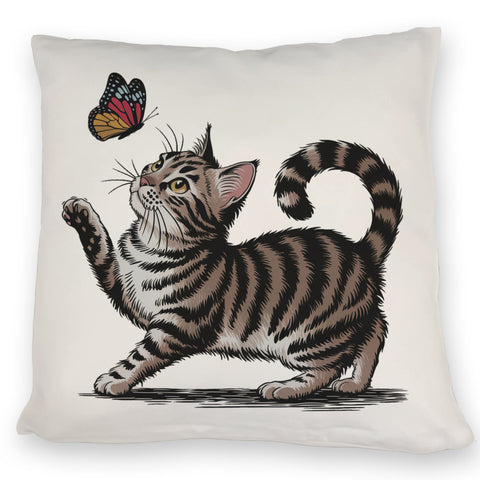 Katze mit Schmetterling Kissen für Tierliebhaber