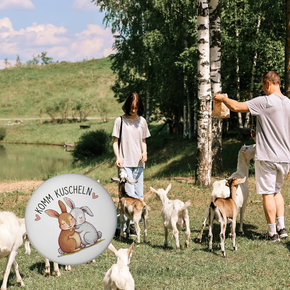 Komm kuscheln Magnet mit Kaninchen