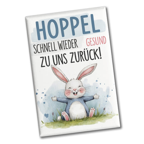 Hoppel schnell gesund zurück Souvenir Souvenir Magnet - Hase auf der Wiese