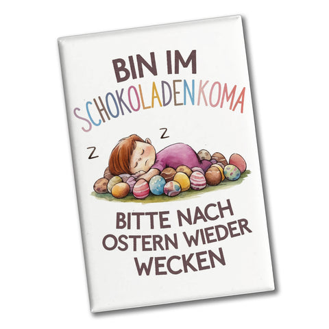 Schokoladenkoma Souvenir Souvenir Magnet - Kind auf Schokoladeneiern
