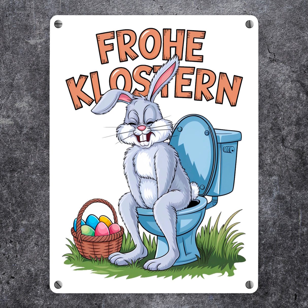 Frohe KLOstern Osterhase Metallschild in 15x20 cm für Humorliebhaber