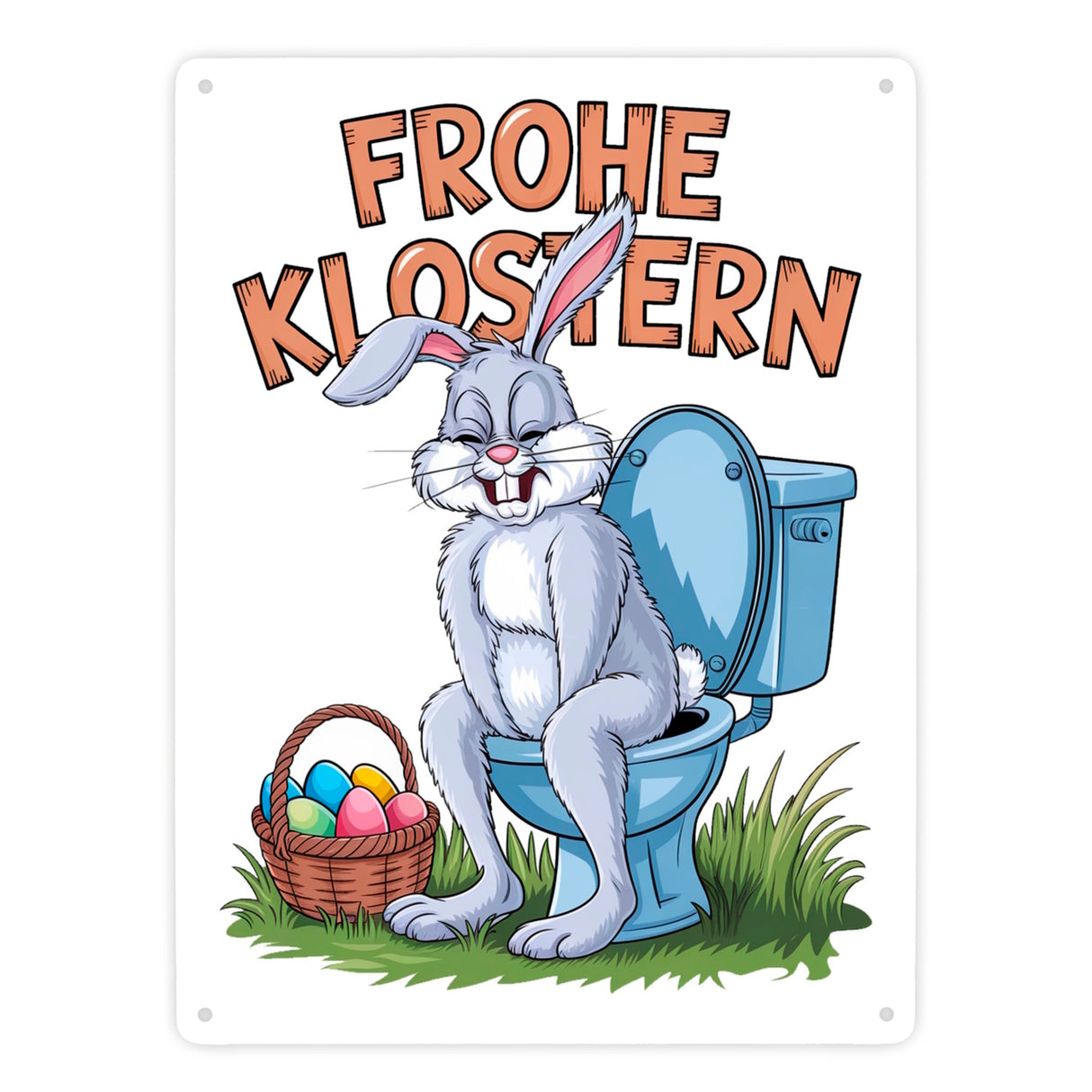 Frohe KLOstern Osterhase Metallschild in 15x20 cm für Humorliebhaber