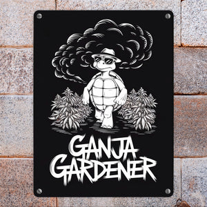 Ganja Gardener Metallschild in 15x20 cm mit Schildkröte