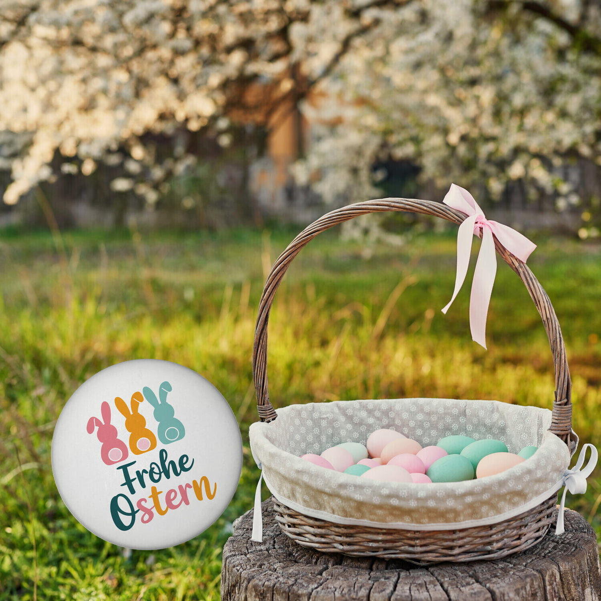 Frohe Ostern Hasen Magnet für Osterdeko