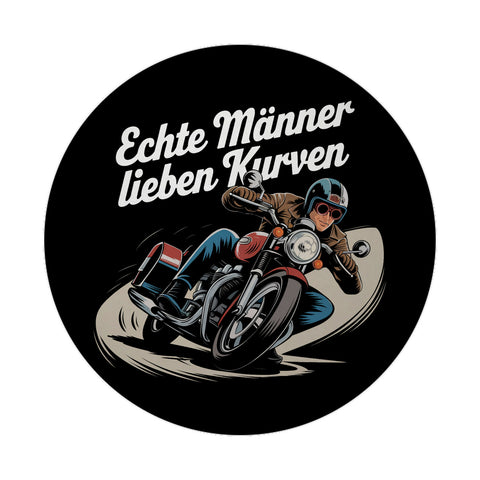 Echte Männer lieben Kurven Magnet mit Retro Biker