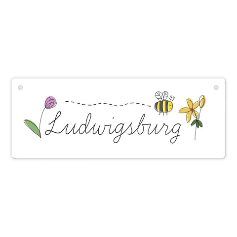 Ludwigsburg Metallschild mit Blumen und Biene