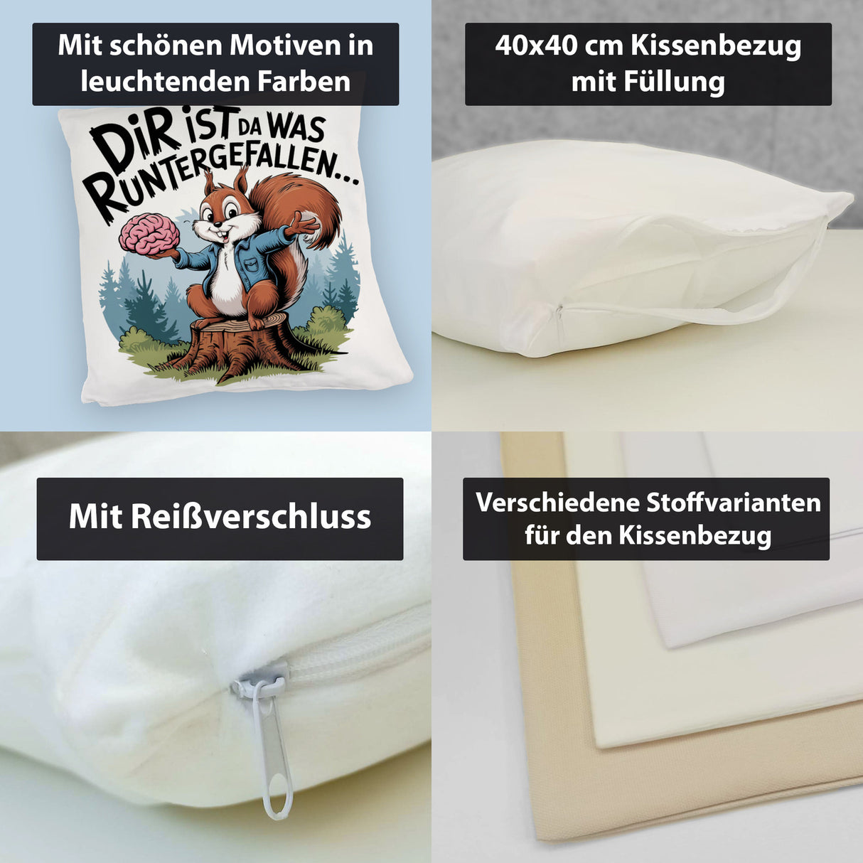 Dir ist was runtergefallen Kissen - Eichhörnchen hält Gehirn