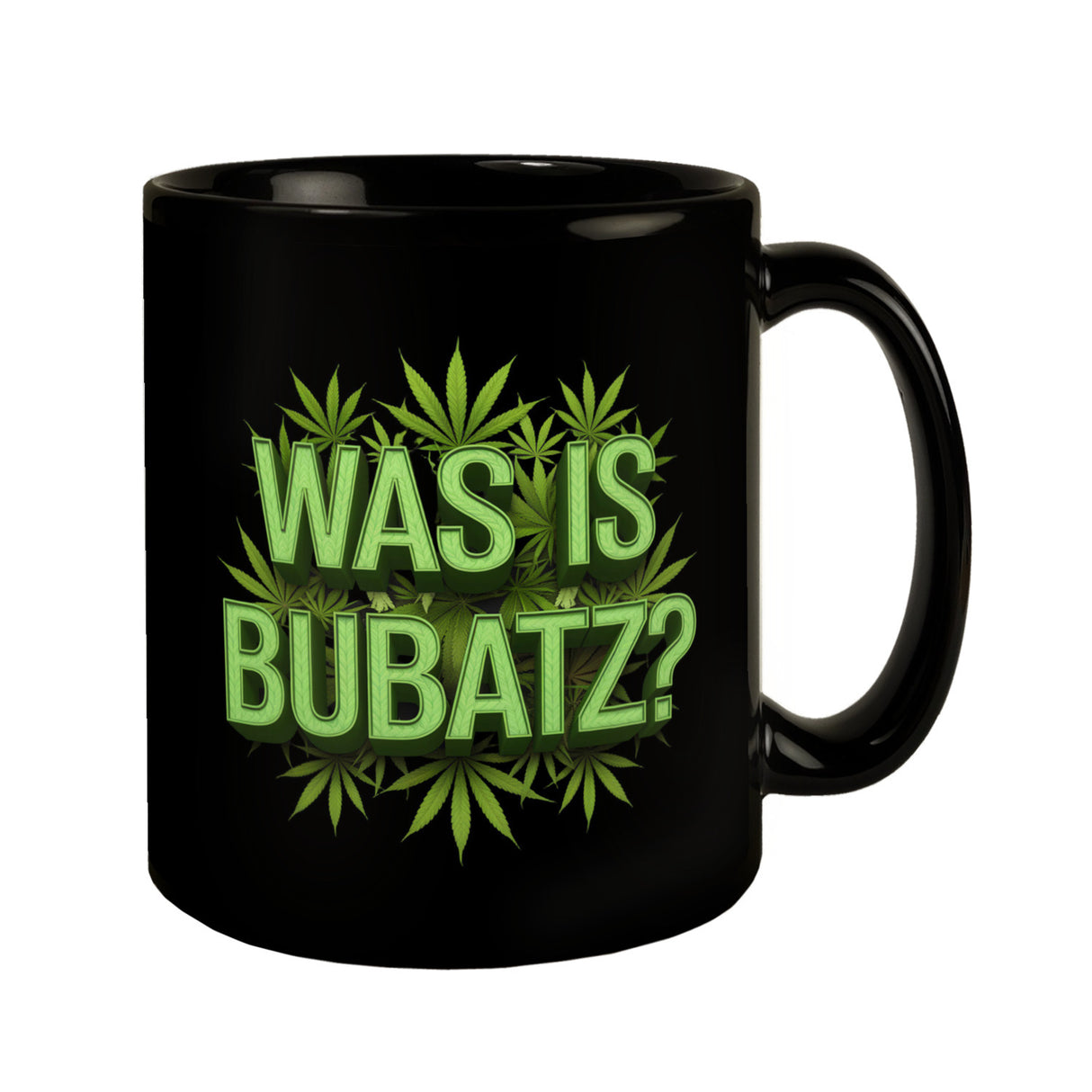 Was is Bubatz? Tasse mit Cannabisblatt