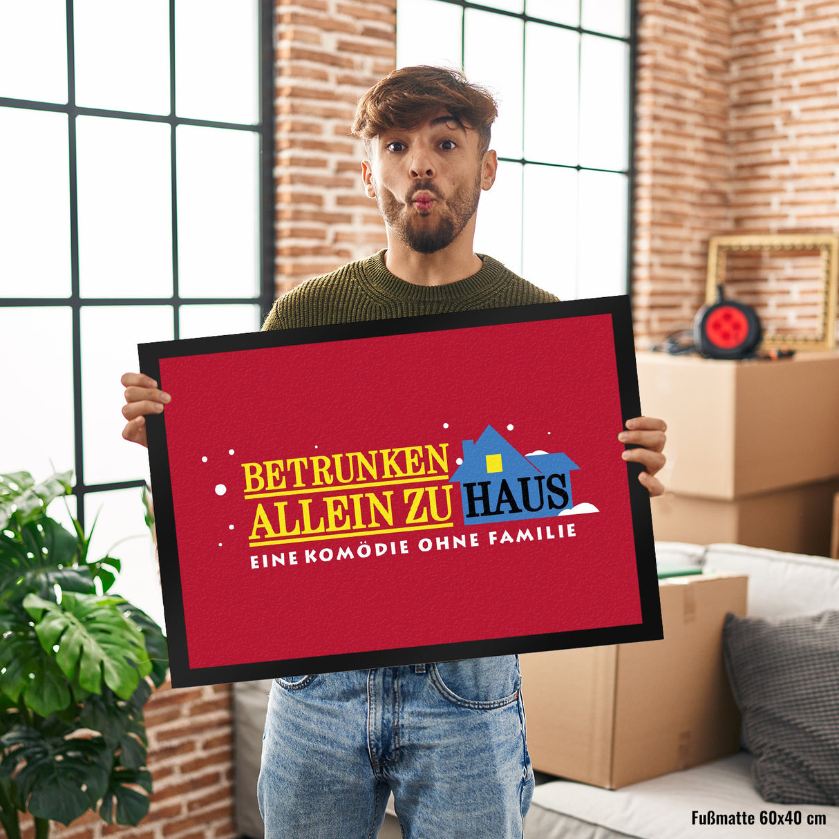 Betrunken allein Zuhause - Komödie Fußmatte in 35x50 cm