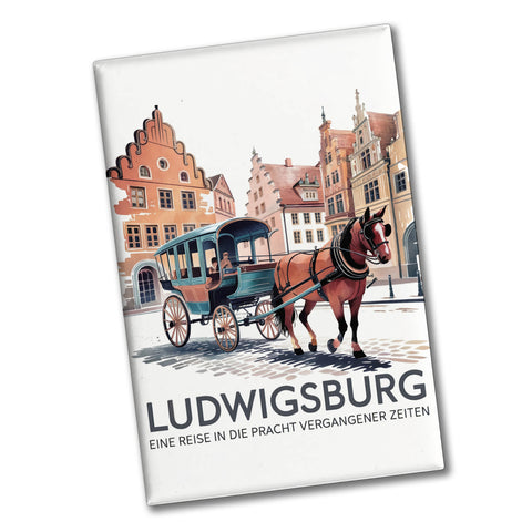 Ludwigsburg Reise Souvenir Souvenir Magnet Pferdekutsche auf Kopfsteinpflaster