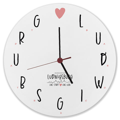 Ludwigsburg Wanduhr mit Spruch Eine Stadt - Eine Liebe