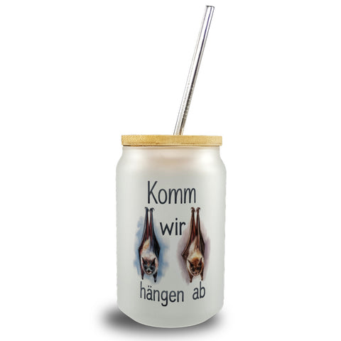 Fledermäuse - Komm, wir hängen ab Trinkglas mit Bambusdeckel