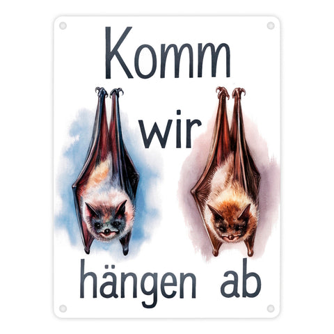 Fledermäuse - Komm, wir hängen ab Metallschild in 15x20 cm