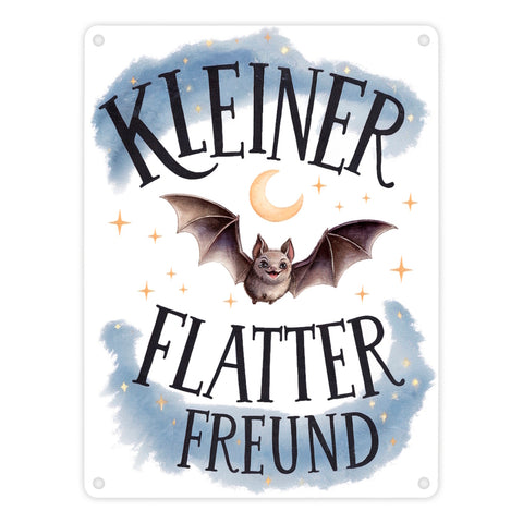 Kleiner Flatterfreund Fledermaus Metallschild in 15x20 cm
