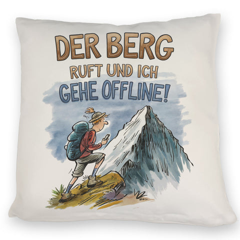 Der Berg ruft Kissen Wanderer mit Rucksack