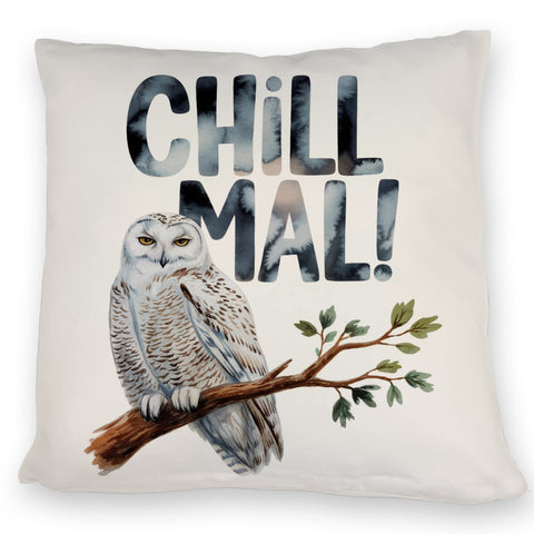 Entspannte Schneeeule Chill mal Kissen