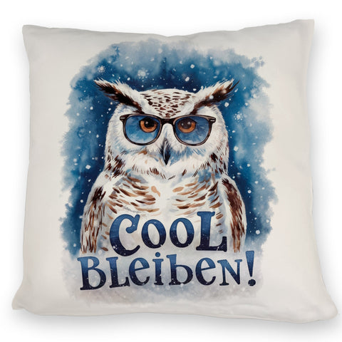 Cool bleiben Kissen Schneeeule mit Sonnenbrille