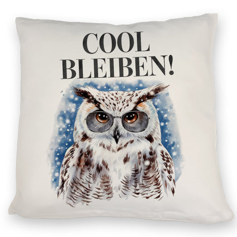 Schneeeule mit Sonnenbrille Cool bleiben Kissen