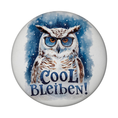 Cool bleiben Magnet Schneeeule mit Sonnenbrille