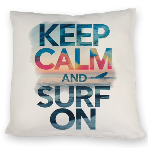 Surfer auf Welle Keep Calm and surf on Kissen
