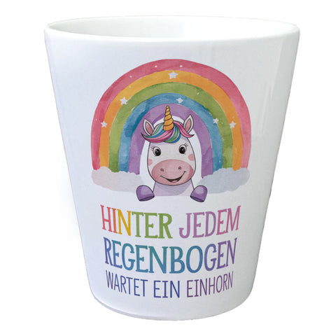 Lächelndes Einhorn Blumentopf Hinter jedem Regenbogen