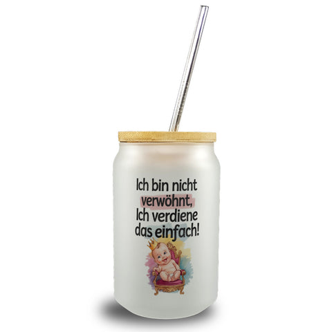Baby auf Thron - Ich verdiene das Trinkglas mit Bambusdeckel