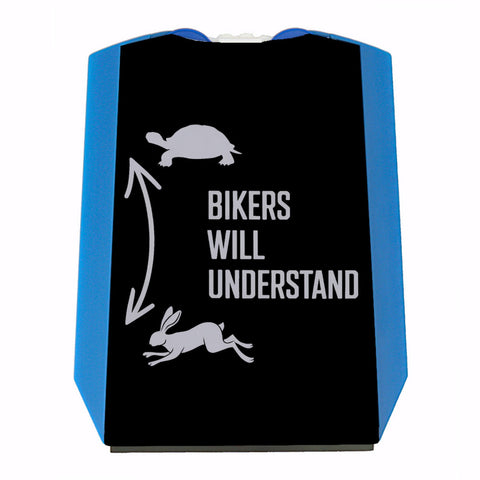 Bikers will understand Parkscheibe mit Hase und Schildkröte für Motorradfahrer