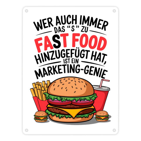 Fast Food - FAT FOOD Metallschild in 15x20 cm für Burger Fans