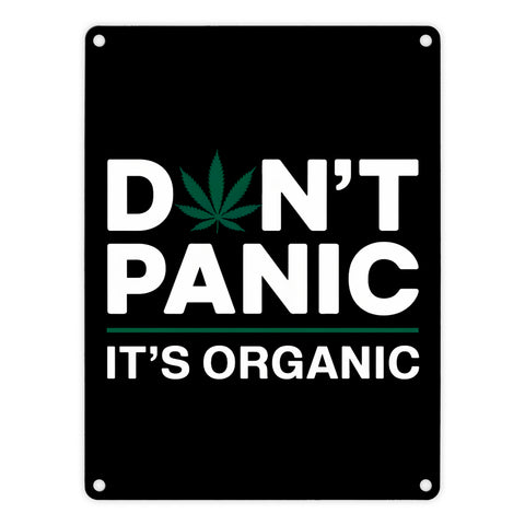 Cannabis Meme Spruch Metallschild in 15x20 cm DON'T PANIC
