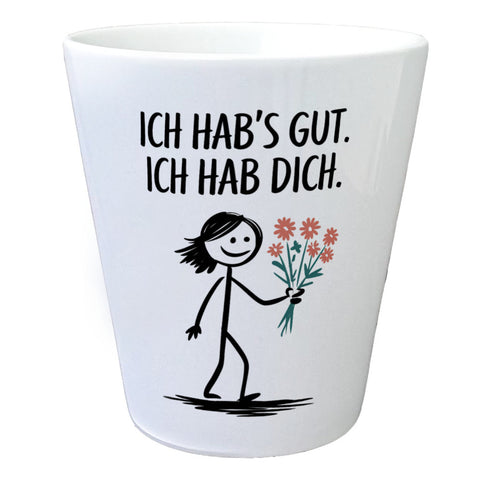 Ich hab's gut - Ich hab dich Blumentopf mit Strichmännchen