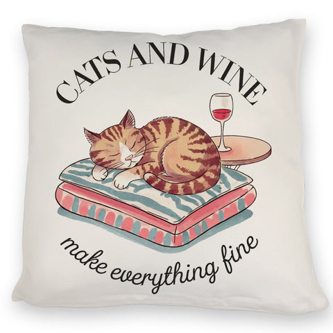 Katzen & Wein Kissen für Katzen- und Weinliebhaber