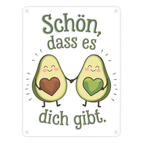 Avocado Herzkerne Metallschild in 15x20 cm Schön dass es Dich gibt