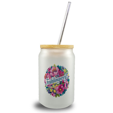 Frühlingsreif Blumendesign Trinkglas mit Bambusdeckel