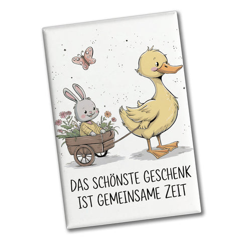 Schöne gemeinsame Zeit Souvenir Magnet Ente Kaninchen Blütenwagen