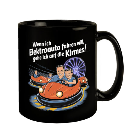 Elektroauto auf Kirmes Tasse KFZ-Humor