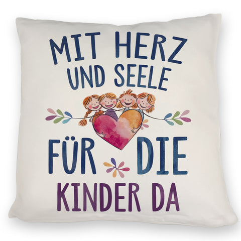 Mit Herz für Kinder da Kissen Herz Umarmt Kinder