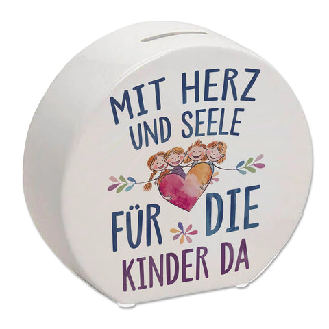 Mit Herz für Kinder da Spardose Herz Umarmt Kinder