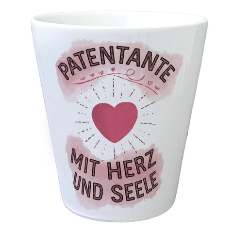 Patentante mit Herz Blumentopf Herz und Seele