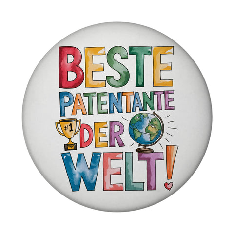 Beste Patentante der Welt Magnet goldener Pokal Globus