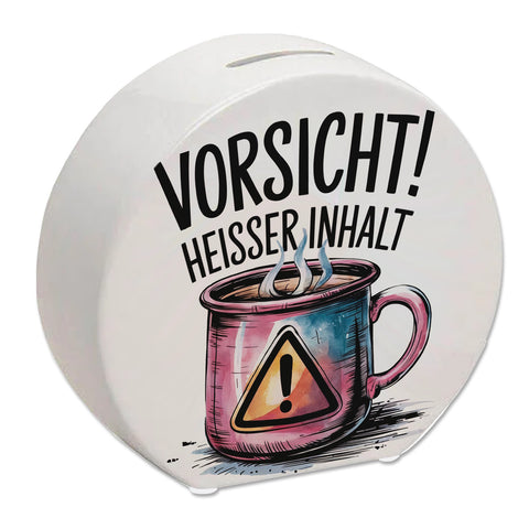 Dampfende Tasse Vorsicht Heißer Inhalt Spardose