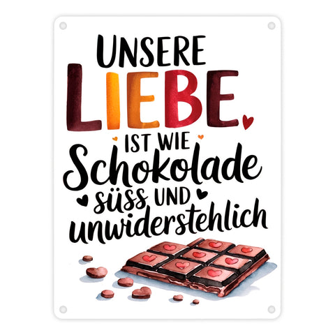 Liebe ist wie Schokolade Metallschild in 15x20 cm Schokoladentafel