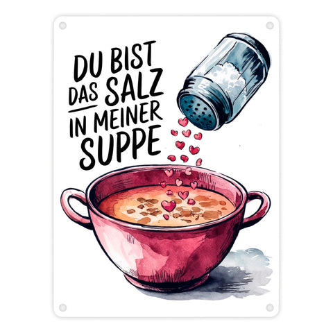 Du bist das Salz Metallschild in 15x20 cm Salzstreuer und Suppe