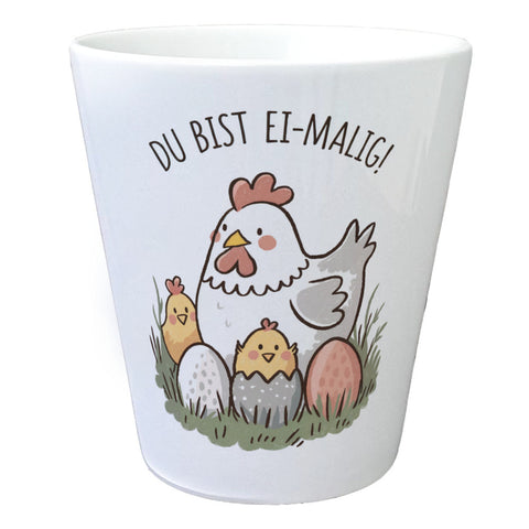 Henne mit Küken Du bist Ei-Malig! Blumentopf