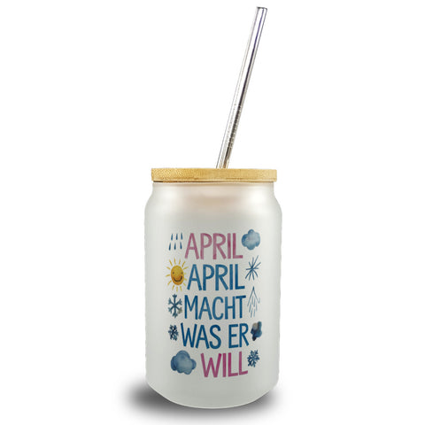 April macht was wer will Trinkglas mit Bambusdeckel April, April