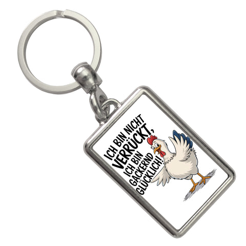 Fröhliches Huhn Gackernd Glücklich Schlüsselanhänger