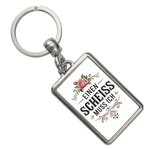 Einen scheiss muss ich Schlüsselanhänger Rose mit Blättern